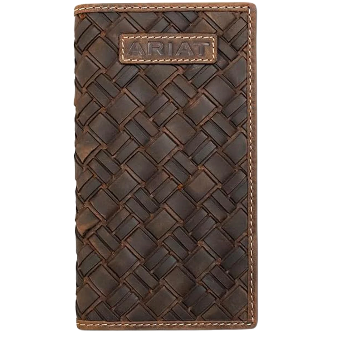 Ariat Men's Basket Weave Patch Leather Wallet