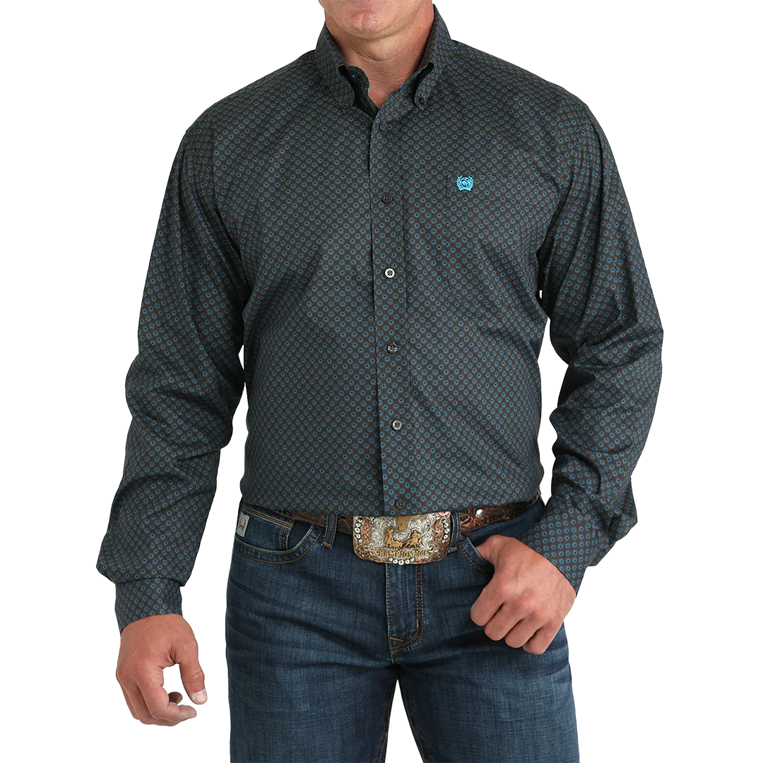 Cinch Men's Geometric Print Long Sleeve Button-Down Shirt