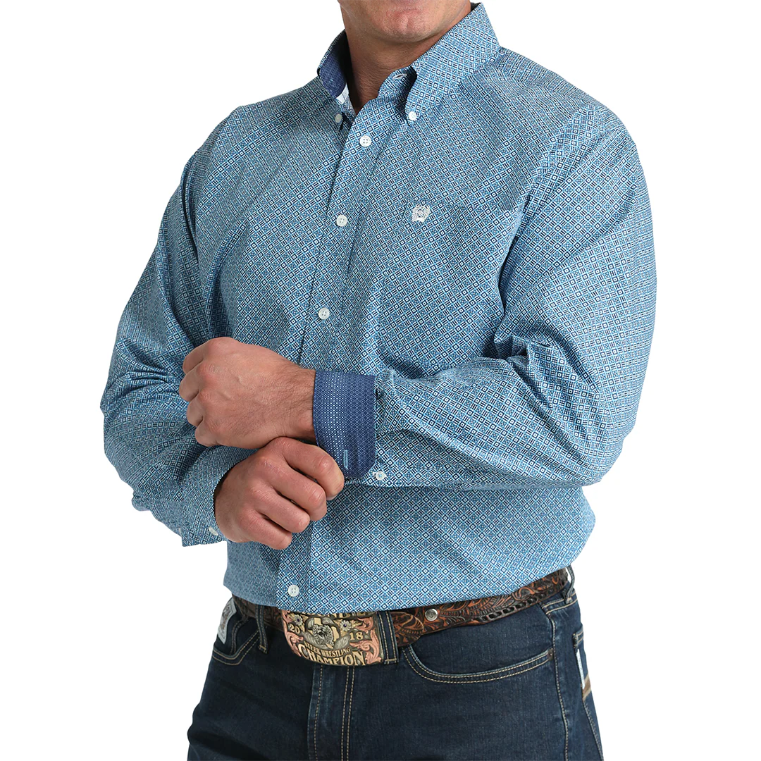 Cinch Men's Geometric Print Long Sleeve Button-Down Shirt