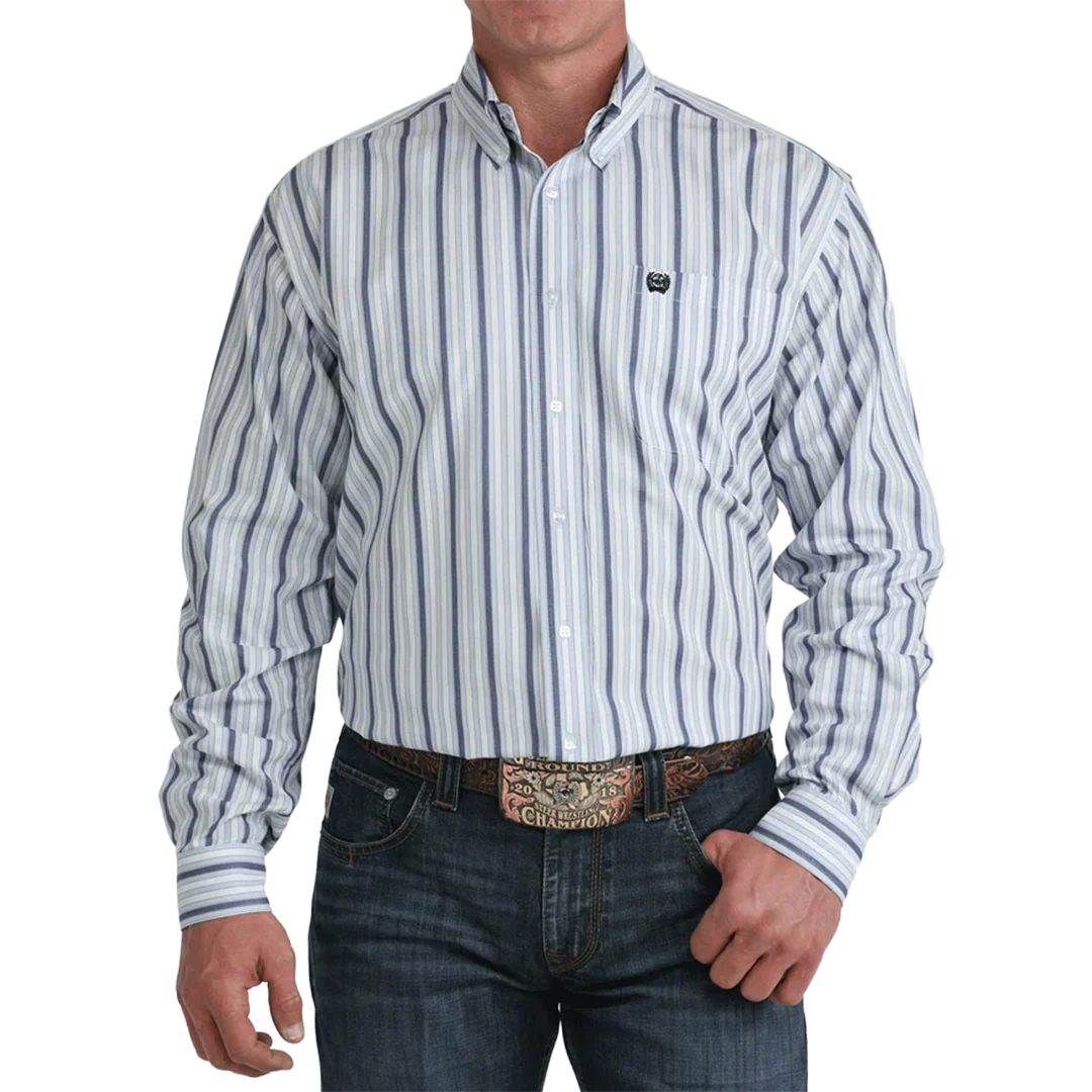 Cinch Men's Stripe Print Classic Fit Long Sleeve Button Shirt