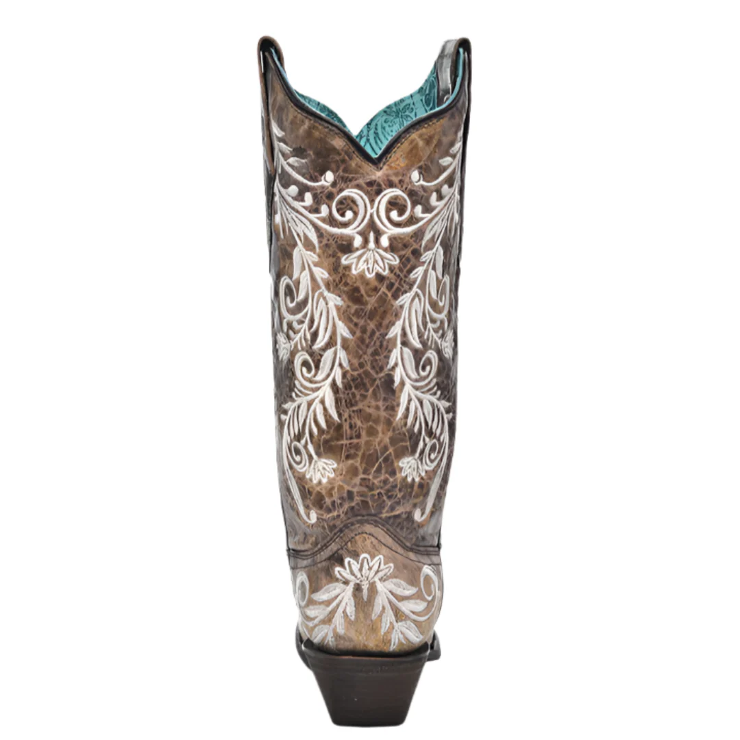 Corral Women's Floral Embroidery Snip Toe Cowgirl Boots - Image 4