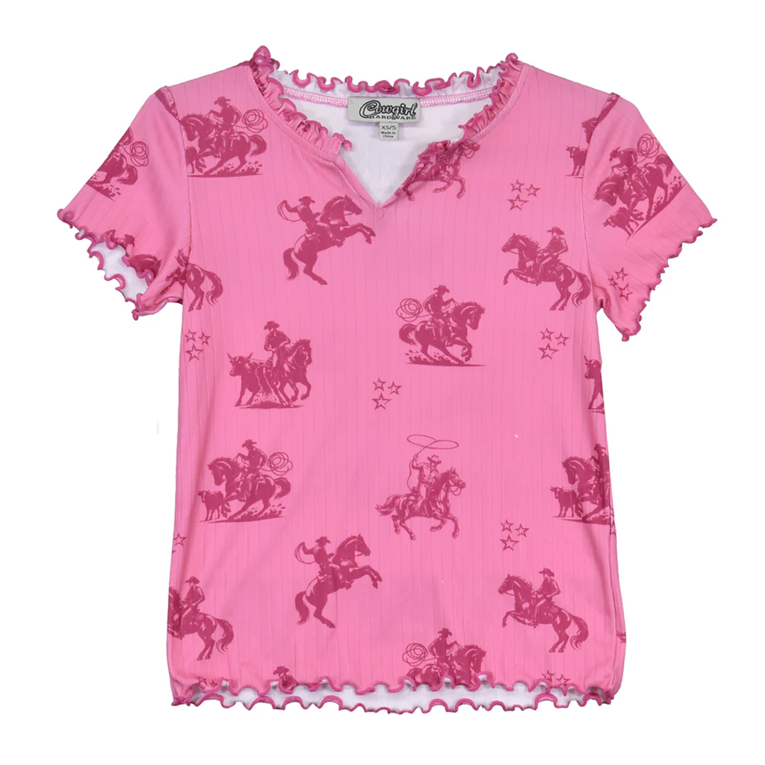 Cowgirl Hardware Girls' Bronco Short Sleeve Shirt