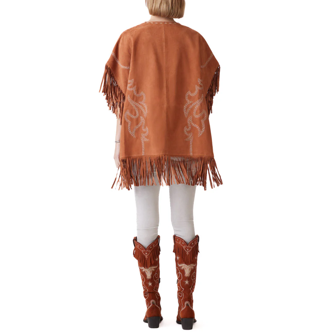 Double D Ranch Women's Rope & Ride Poncho Suede Top - Image 2