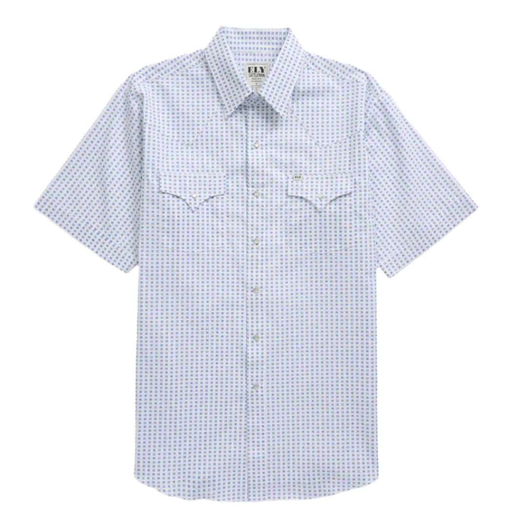 Ely Cattleman Men's Geometric Print Short Sleeve Snap Shirt - Image 4