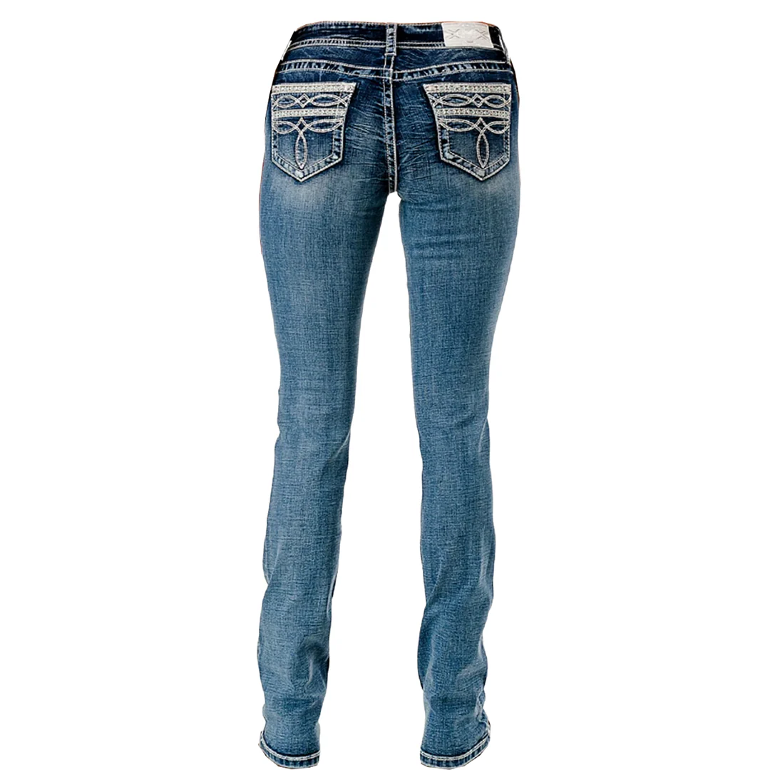 Grace in LA Women's Boot Stitch Embroidery Bootcut Jeans
