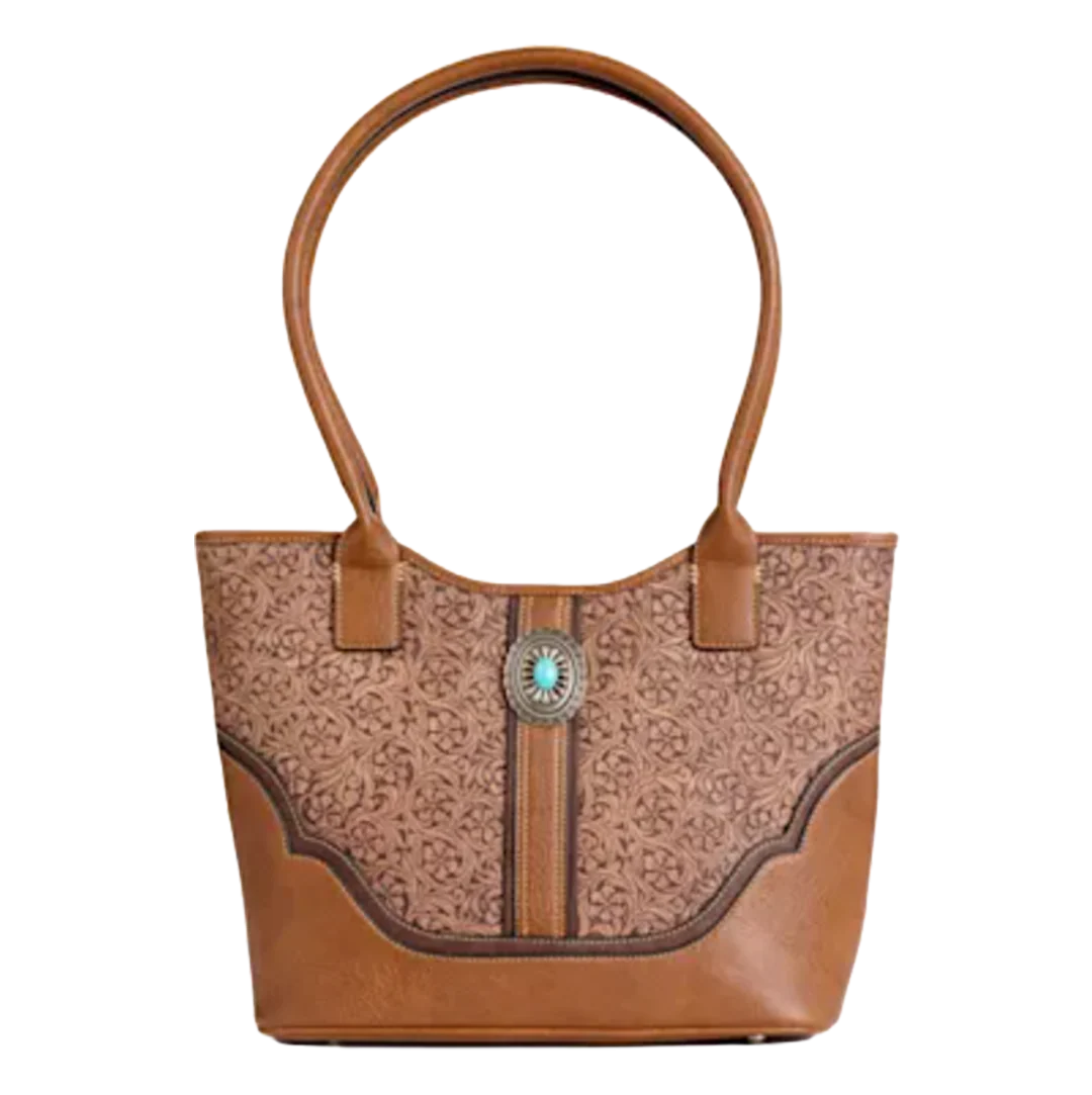 Justin Floral Tooled Tote Bag