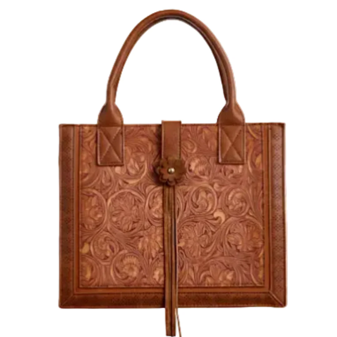 Justin Floral Tooling Tote Bag - Image 2