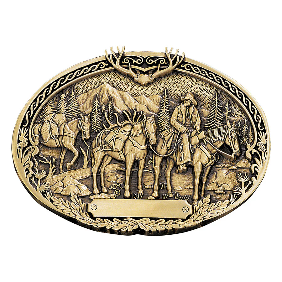 Montana Silversmiths Pack Horses and Rider Brass Buckle