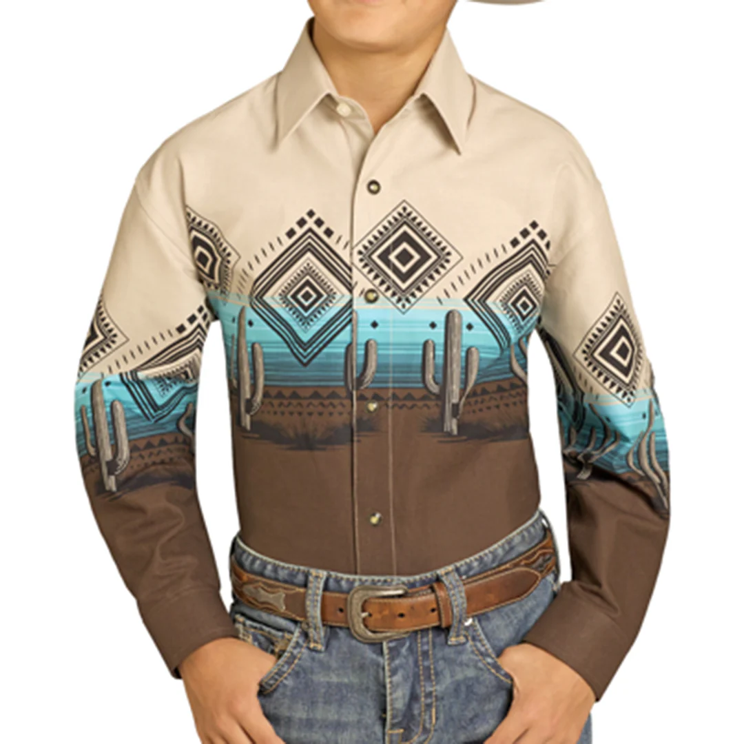 Panhandle Boys' Border Print Snap Shirt
