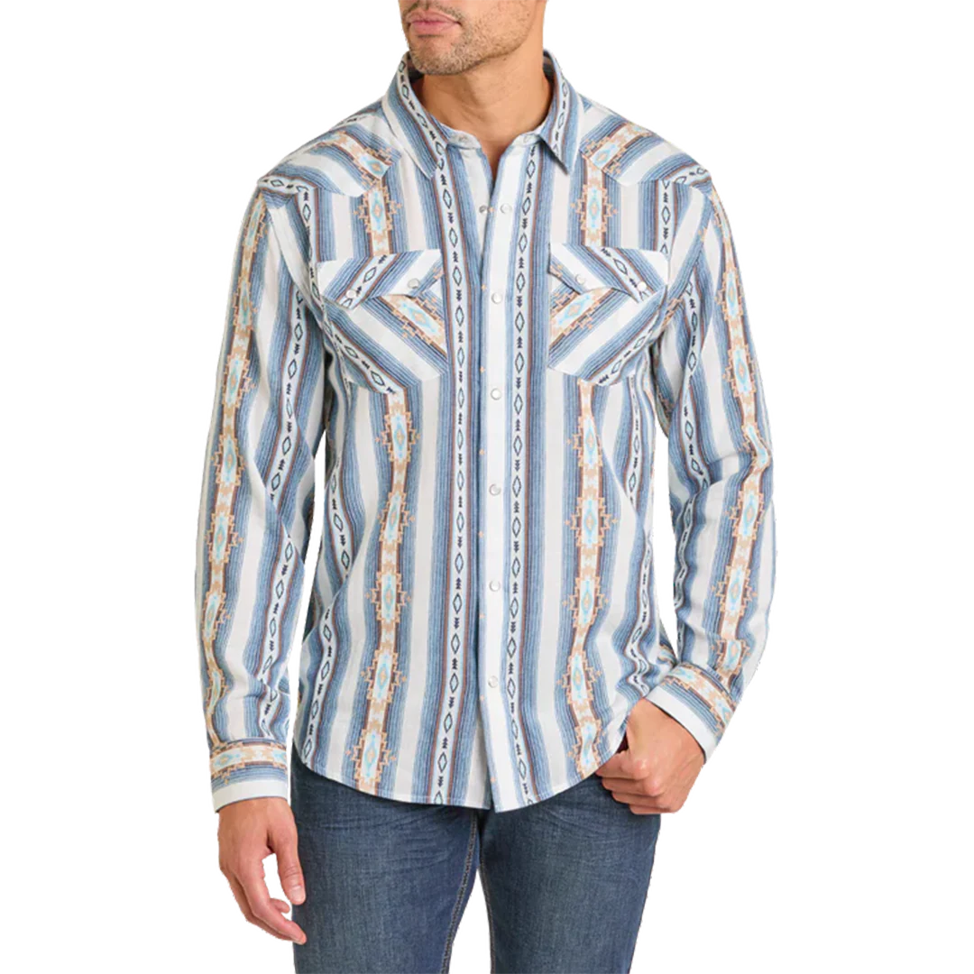Panhandle Men's Aztec Stripe Long Sleeve Snap Shirt