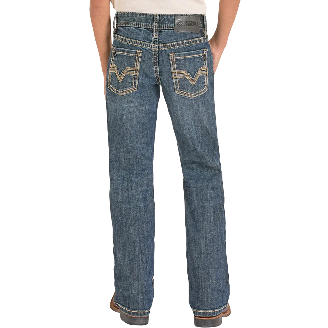 Rock & Roll Denim Boys' Regular Fit Straight Rope Pocket Bootcut Jeans