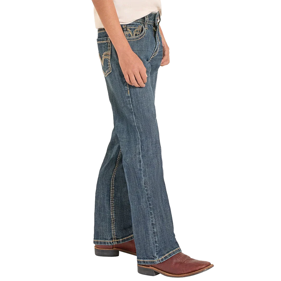 Rock & Roll Denim Boys' Regular Fit Straight Rope Pocket Bootcut Jeans - Image 3