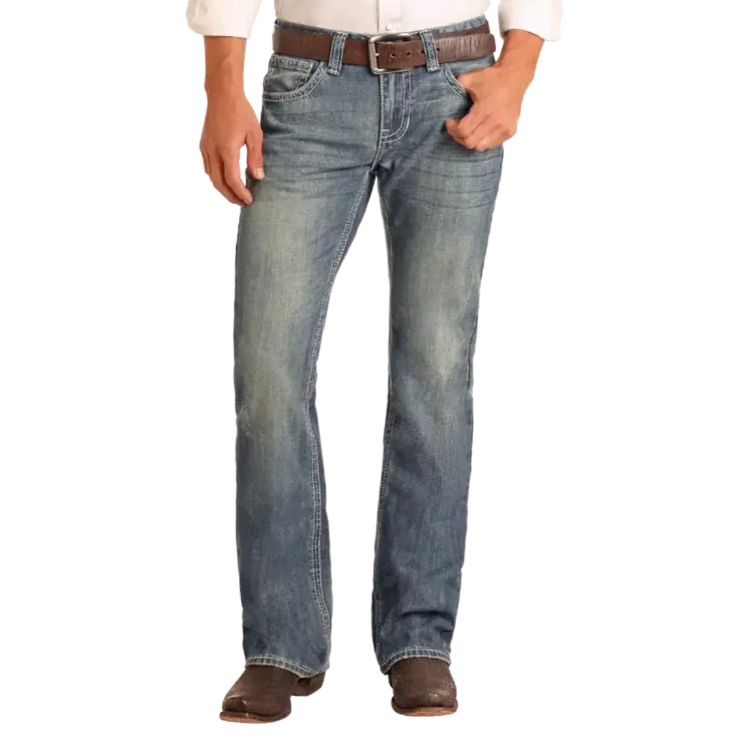 Rock & Roll Denim Men's Embroidery Bootcut Jeans - Image 2