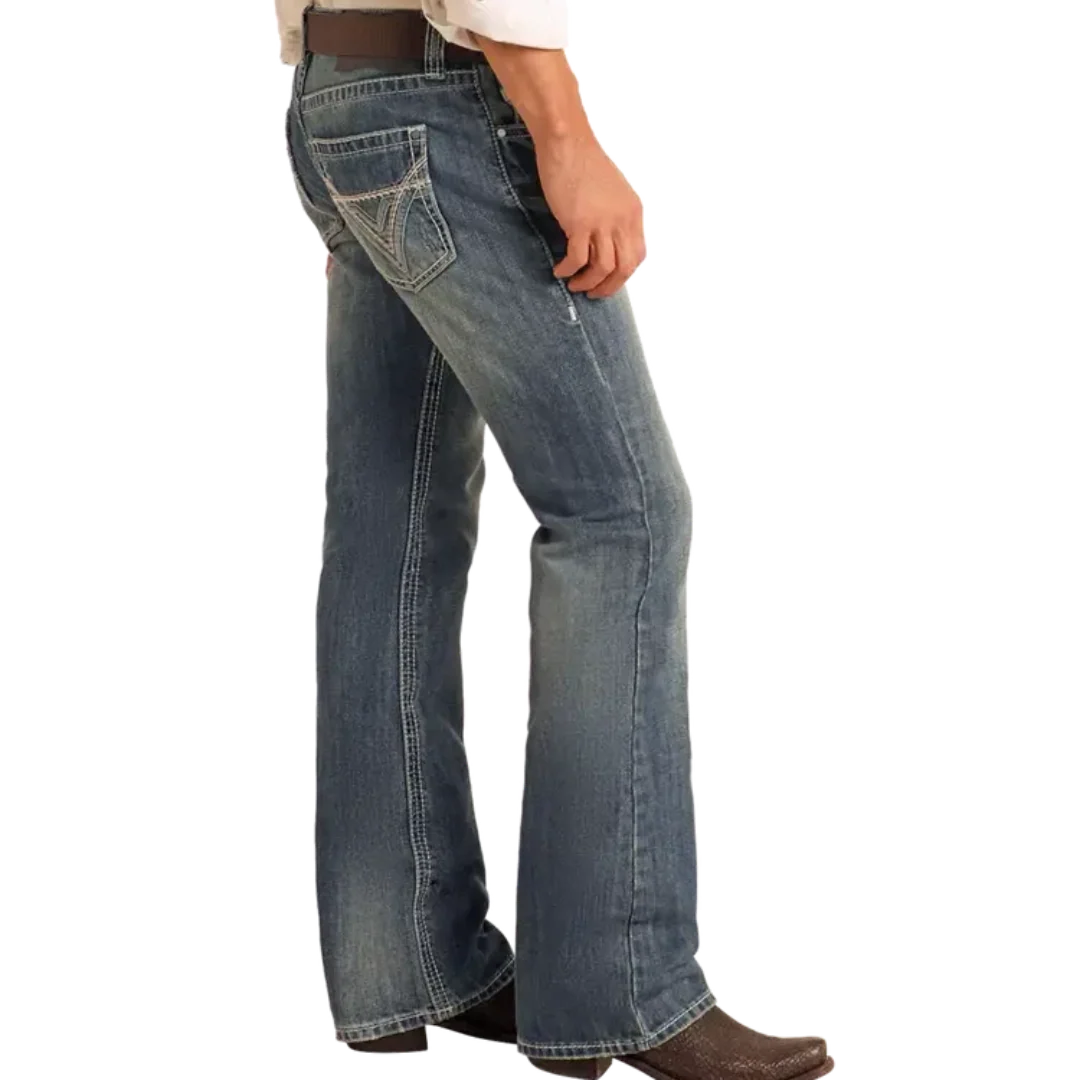Rock & Roll Denim Men's Embroidery Bootcut Jeans - Image 3