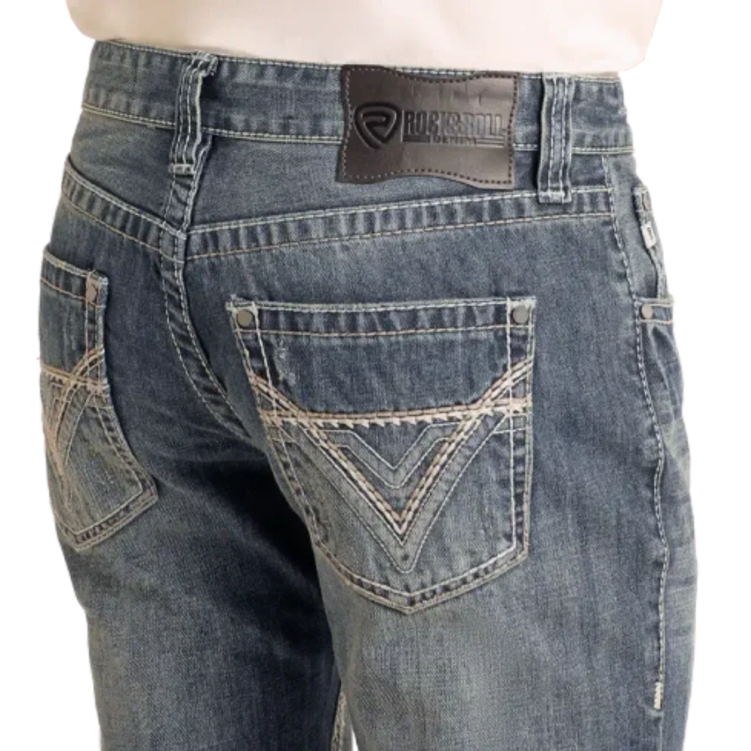 Rock & Roll Denim Men's Embroidery Bootcut Jeans - Image 4