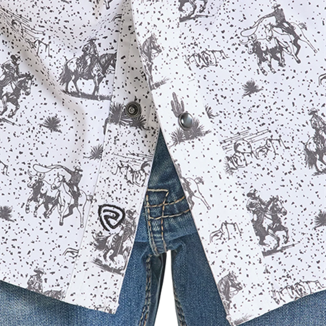 Rock & Roll Denim Men's Novelty Print Long Sleeve Snap Shirt - Image 3