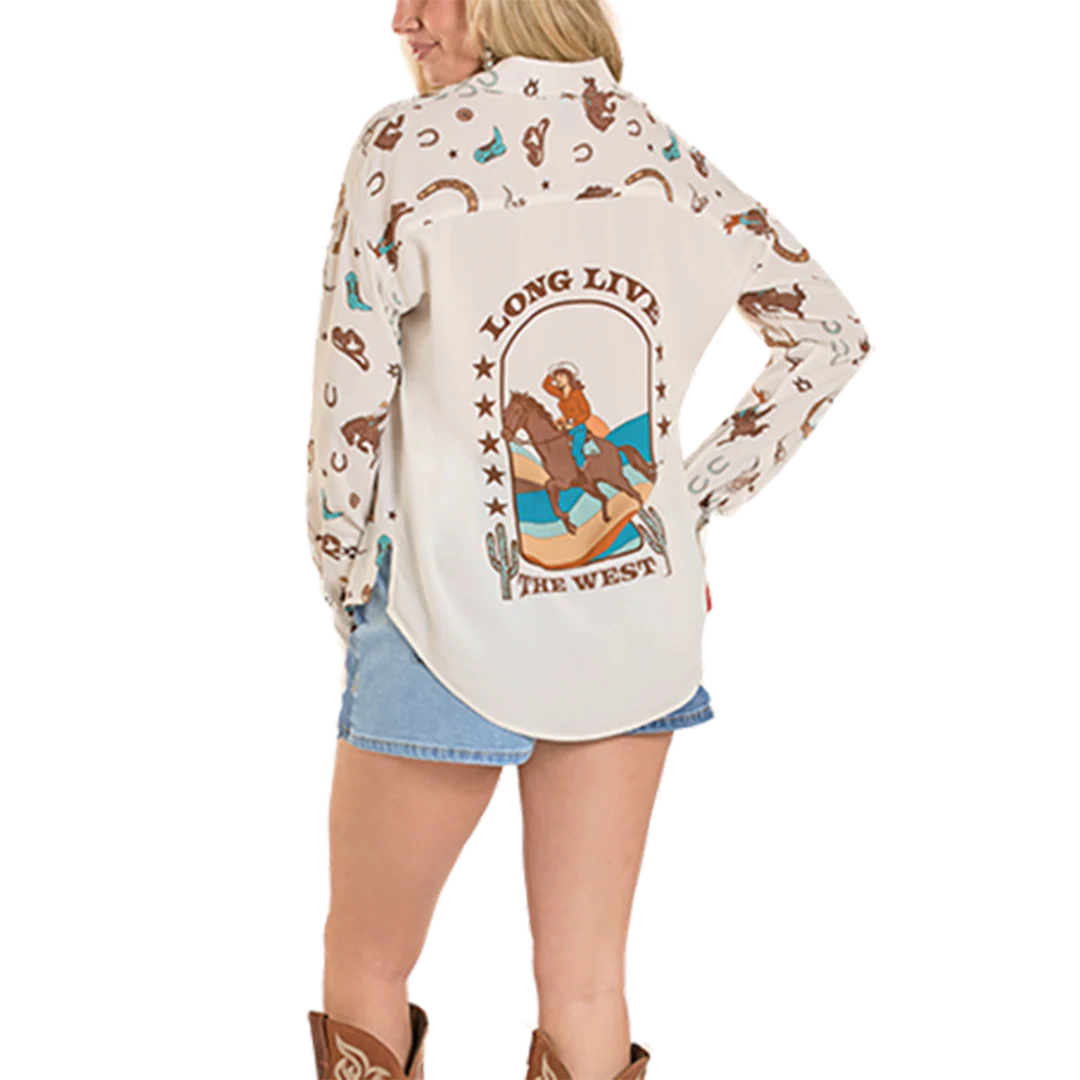 Rock & Roll Denim Women's Live The West Long Sleeve Button Shirt - Image 2