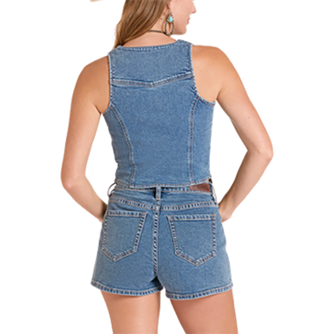 Rock & Roll Denim Women's Seamed Zip Up Vest - Image 2