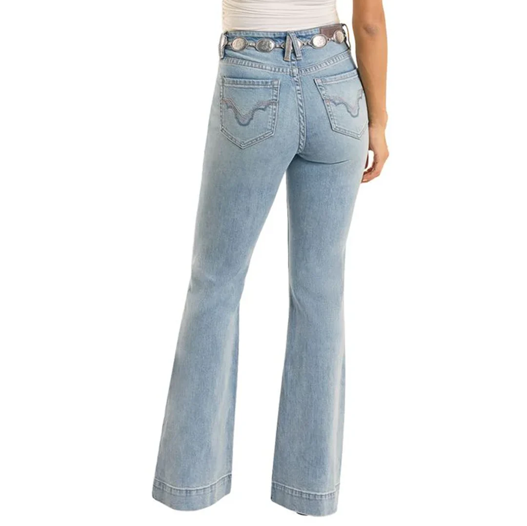 Rock & Roll Denim Women's Turquoise Coin Pocket Trouser Jean