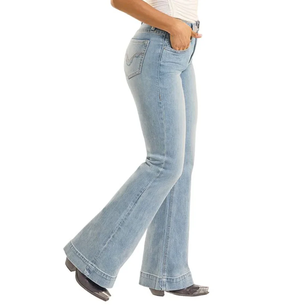 Rock & Roll Denim Women's Turquoise Coin Pocket Trouser Jean - Image 3