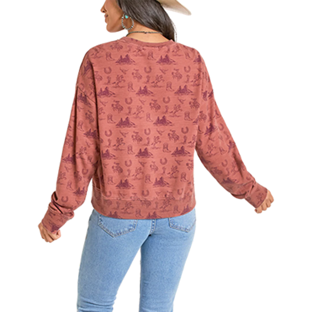 Rock & Roll Denim Women's Western Mountain Graphic Pullover - Image 2