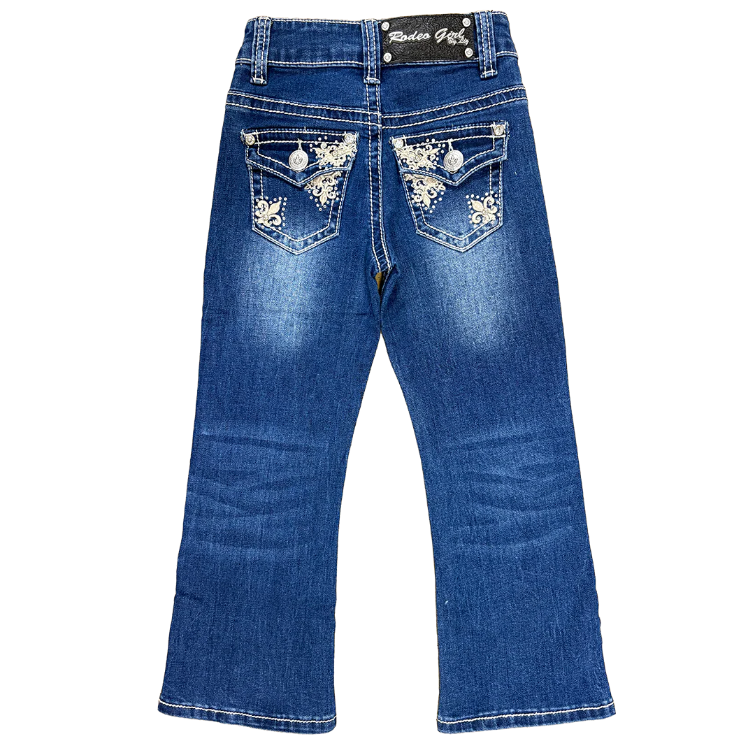 Rodeo Girl Girls' Mandala Embroidery Bootcut Jeans