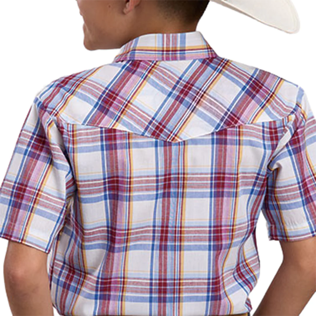 Roper Boys' Plaid Print Short Sleeve Snap Shirt - Image 2