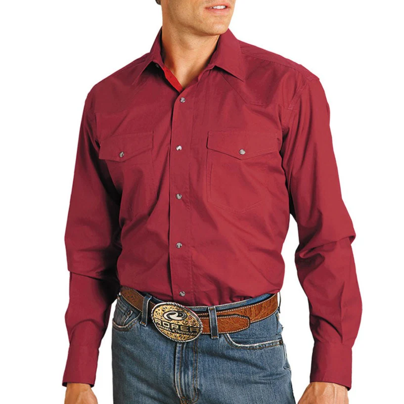 Roper Men's Poplin Western Long Sleeve Snap Shirt - Image 2