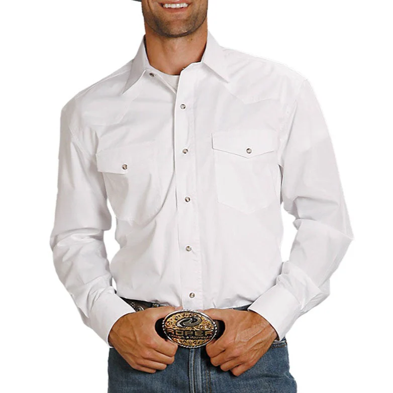 Roper Men's Poplin Western Long Sleeve Snap Shirt - Image 3