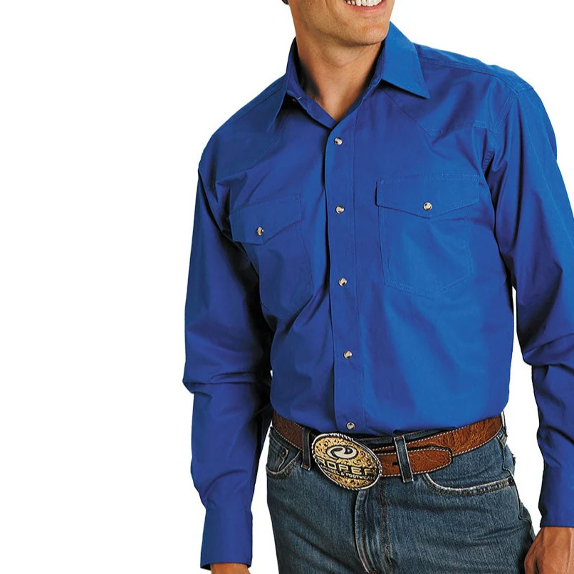 Roper Men's Poplin Western Long Sleeve Snap Shirt - Image 4