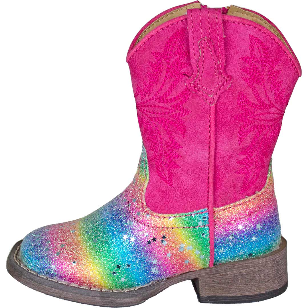 Roper Toddler Girls' Rainbow Glitter Cowgirl Boots - Image 2