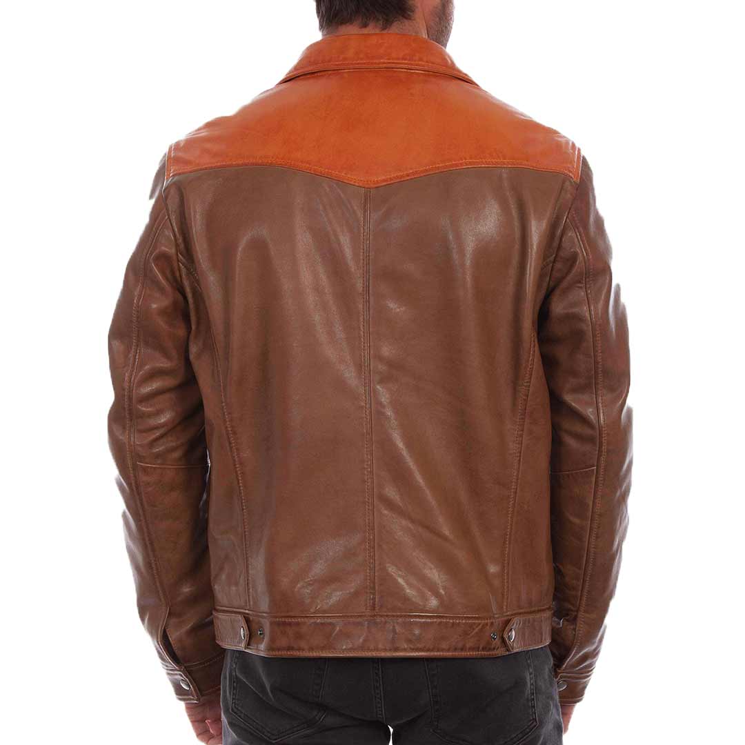 Scully Men's Contrast Yoke Leather Jacket - Image 2