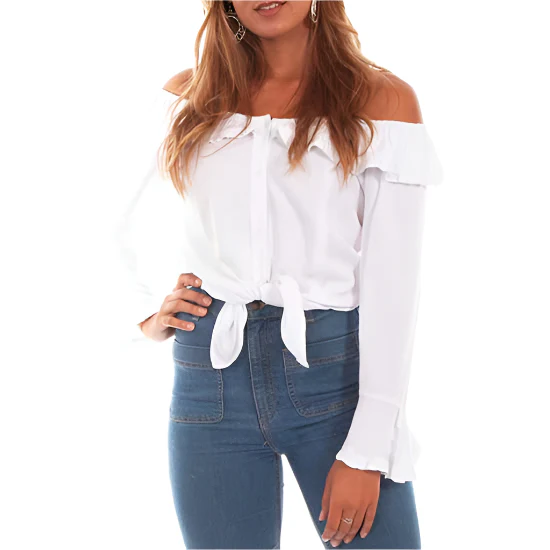 Scully Women's Off Shoulder Button-Down Blouse - Image 3