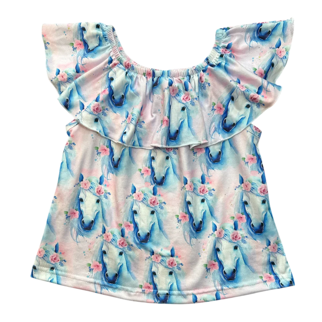 Shea Baby Baby Girls' Dreamy Horse Off The Shoulder Top