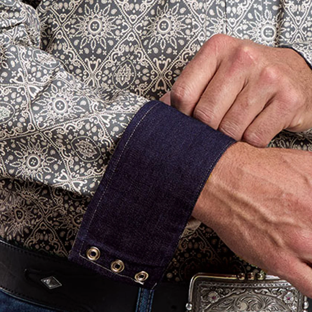 Stetson Men's Bandana Print Long Sleeve Snap Shirt - Image 3