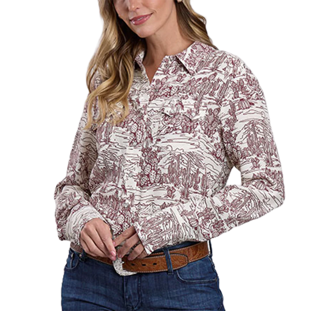 Stetson Women's Desert Toile Print Long Sleeve Snap Shirt