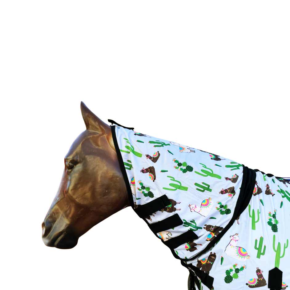 Tech Equestrian Llama Print Fly Sheet with Attached Hood - Image 3