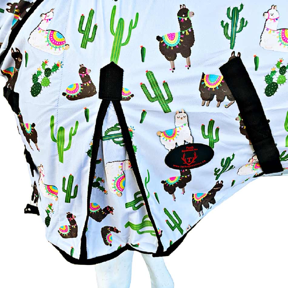 Tech Equestrian Llama Print Fly Sheet with Attached Hood - Image 4