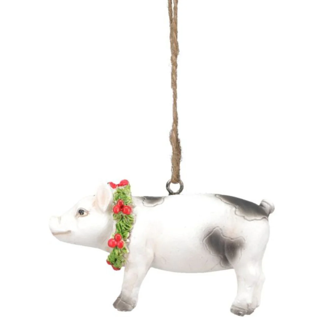 Tough 1 Pig with Wreath Ornament