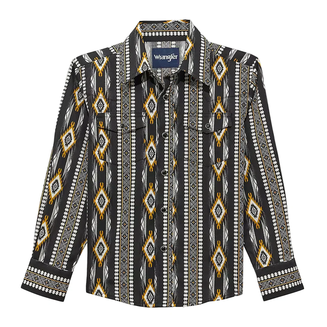 Wrangler Boys' Checotah Aztec Long Sleeve Snap Shirt