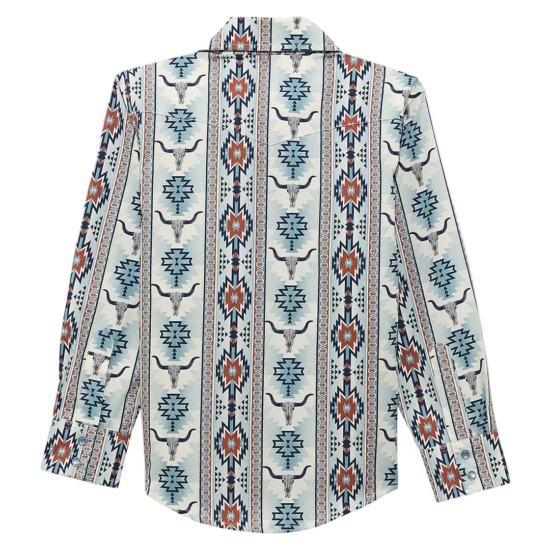 Wrangler Boys' Checotah Aztec Long Sleeve Snap Shirt - Image 2