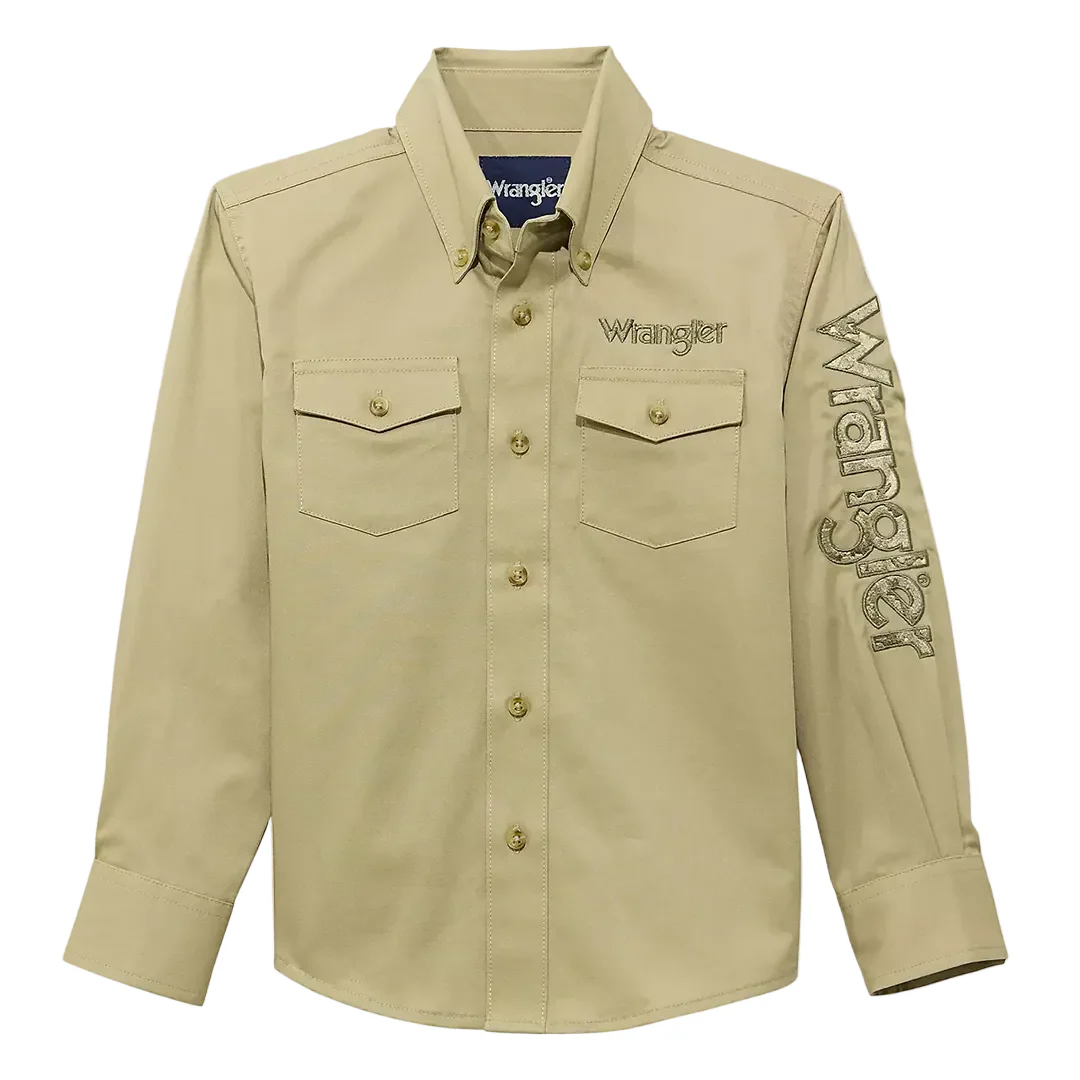 Wrangler Boys' Logo Long Sleeve Snap Shirt