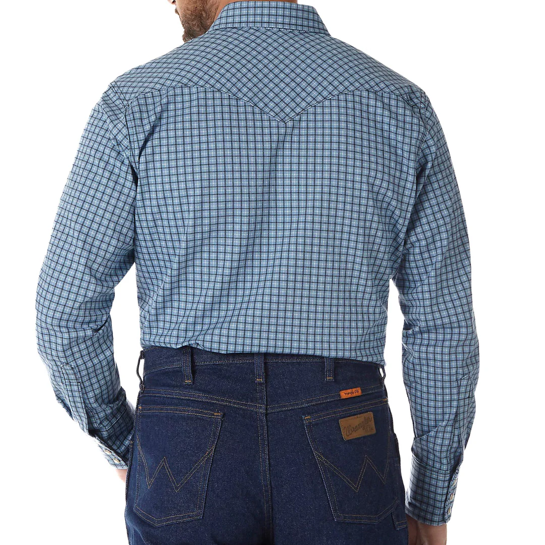Wrangler Men's Flame Resistant Plaid Long Sleeve Snap Work Shirt - Image 2