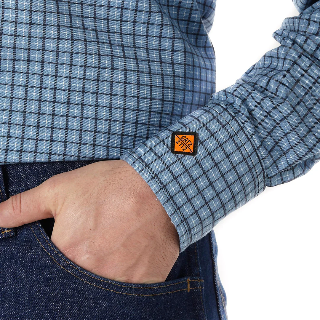 Wrangler Men's Flame Resistant Plaid Long Sleeve Snap Work Shirt - Image 5