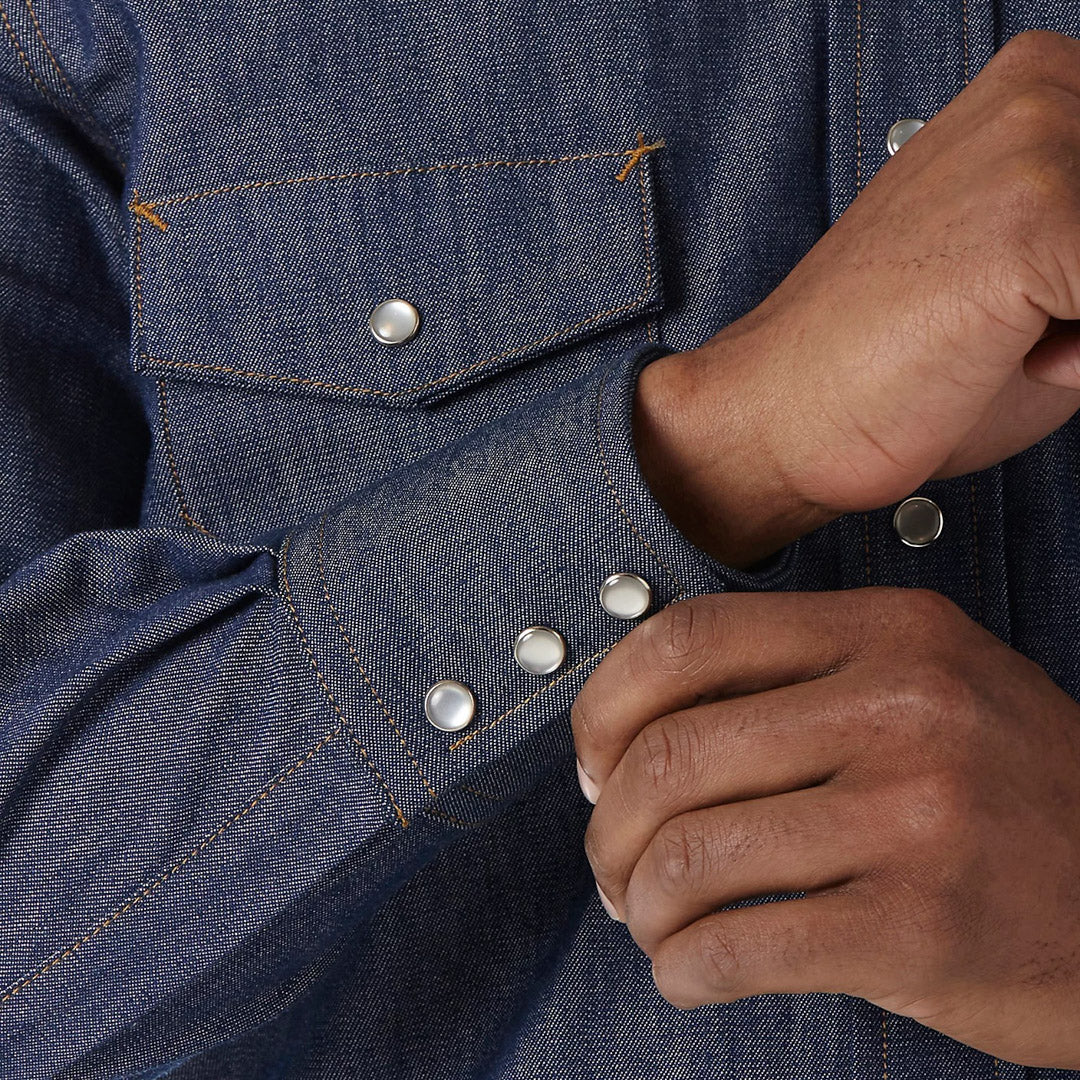 Wrangler Men's Flame Resistant Denim Long Sleeve Snap Work Shirt - Image 4