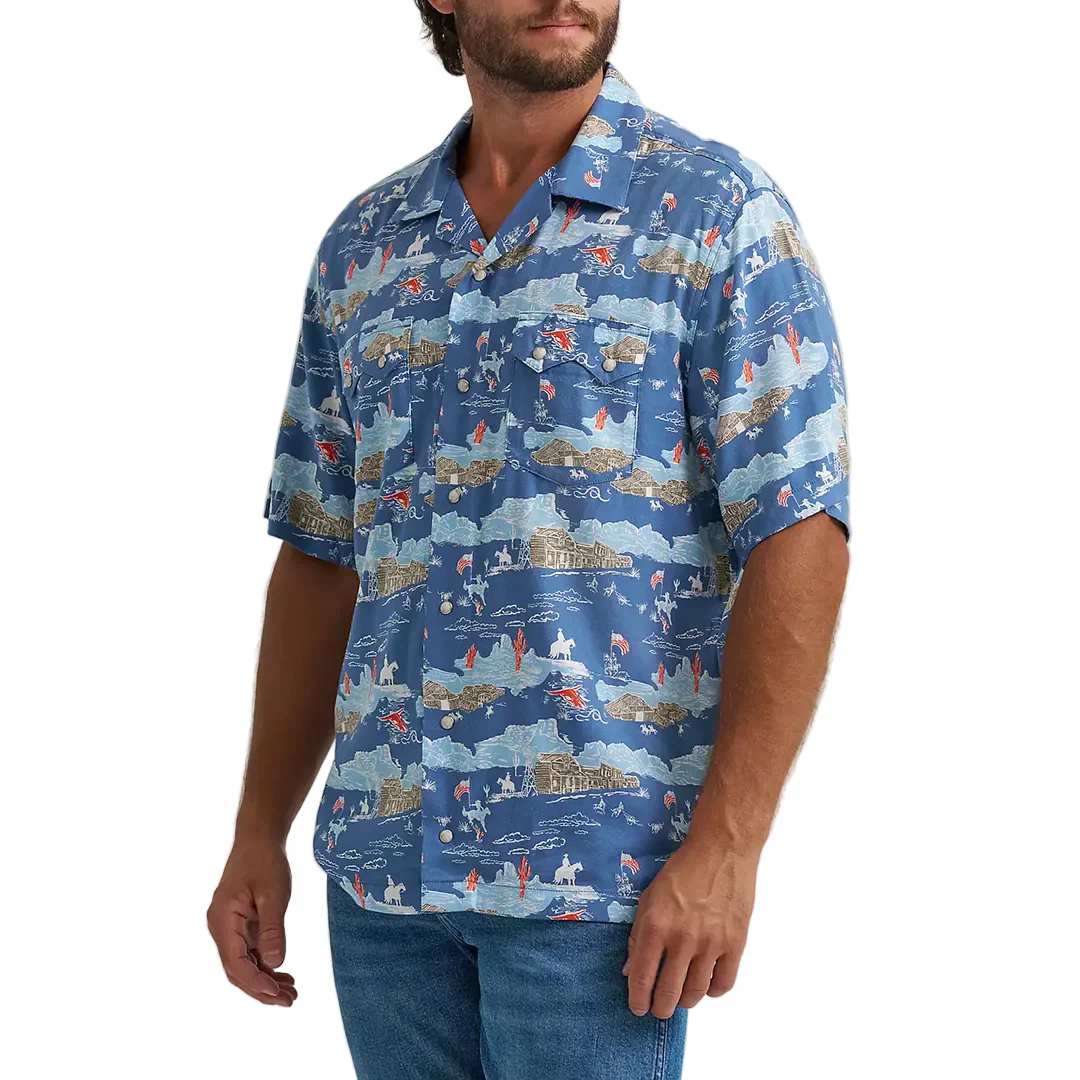Wrangler Men's Coconut Cowboy Camp Short Sleeve Snap Shirt