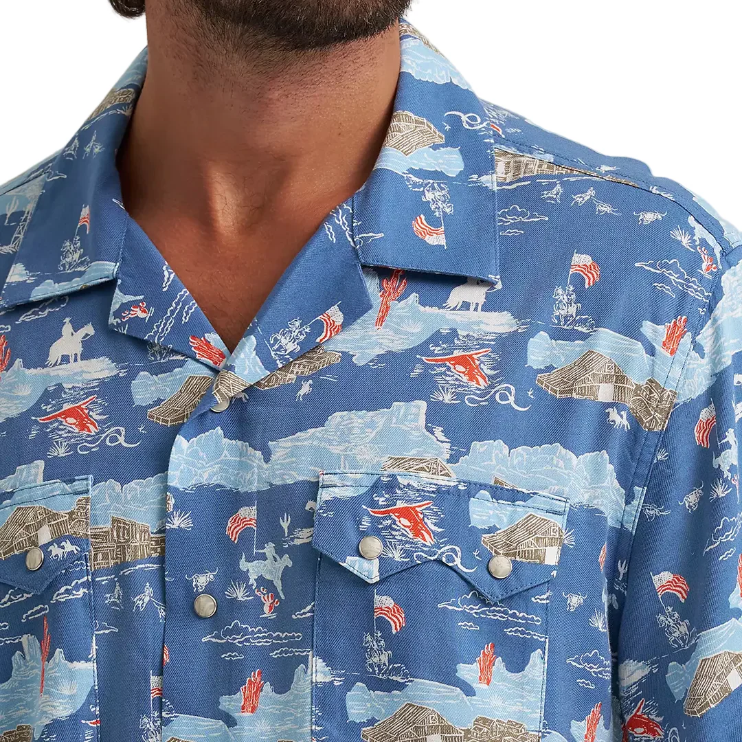 Wrangler Men's Coconut Cowboy Camp Short Sleeve Snap Shirt - Image 3