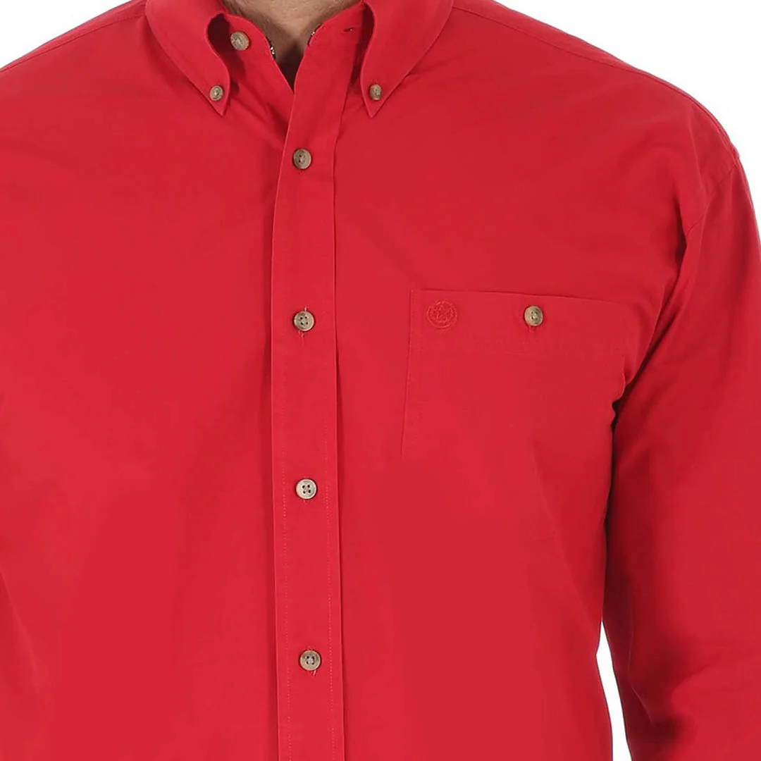 Wrangler Men's George Strait Solid Long Sleeve Button-Down Shirt - Image 3