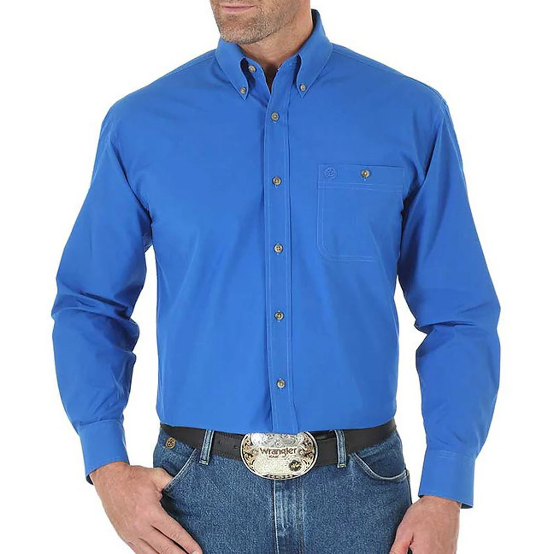 Wrangler Men's George Strait Solid Long Sleeve Button-Down Shirt - Image 6