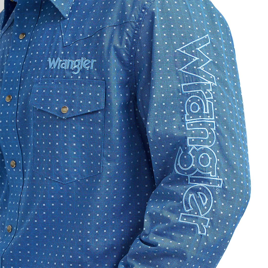 Wrangler Men's Logo Long Sleeve Snap Shirt - Image 3